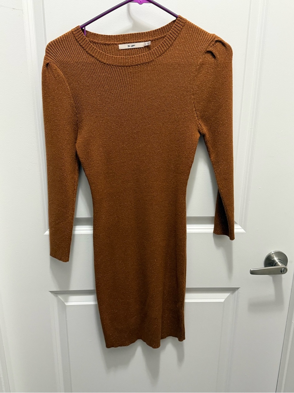 Madewell Rust Brown Ribbed Long Sleeve Dress
